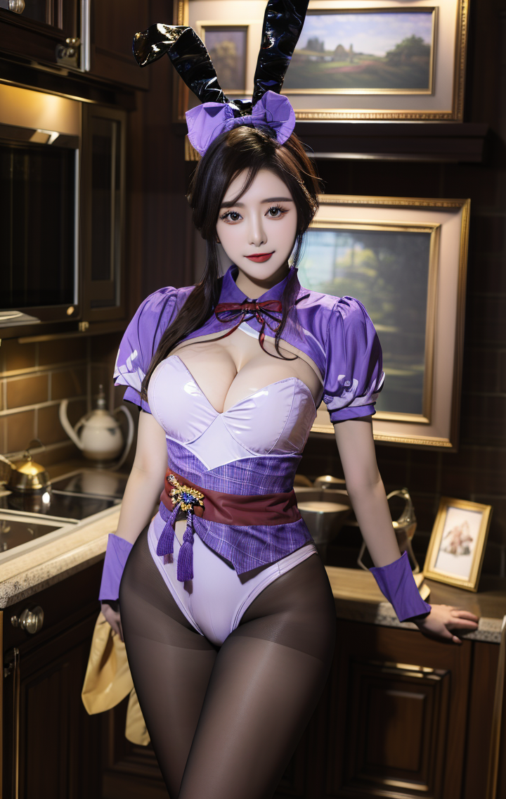Sexy purple gymnastics leotard bunny girl set + beauty v1.0