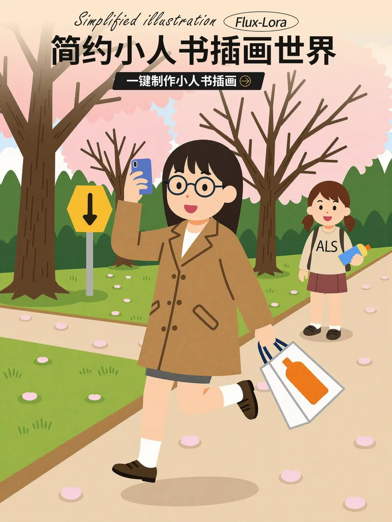 Flat Illustration,Girl,Style Boost,LoRA,FLUX.1