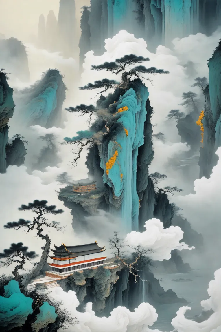 Chinese Style,Traditional Painting Media,Building,LoRA,SD 1.5