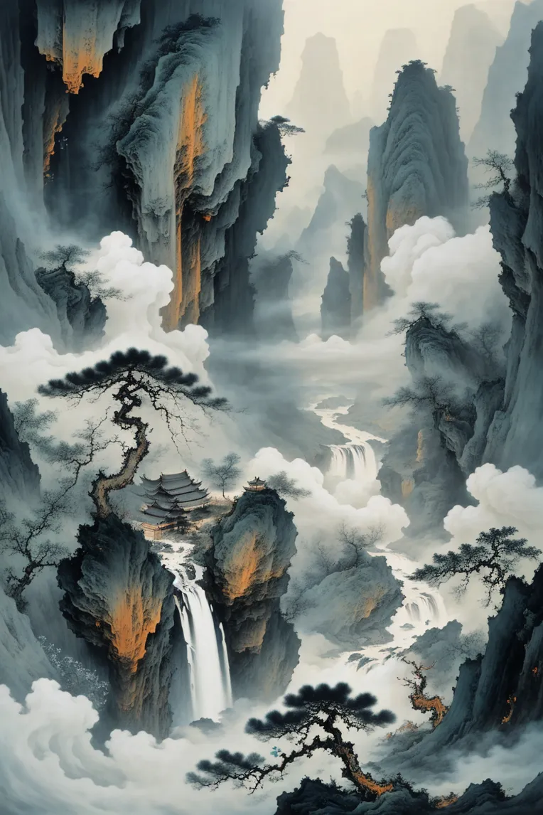 Chinese Style,Traditional Painting Media,Building,LoRA,SD 1.5