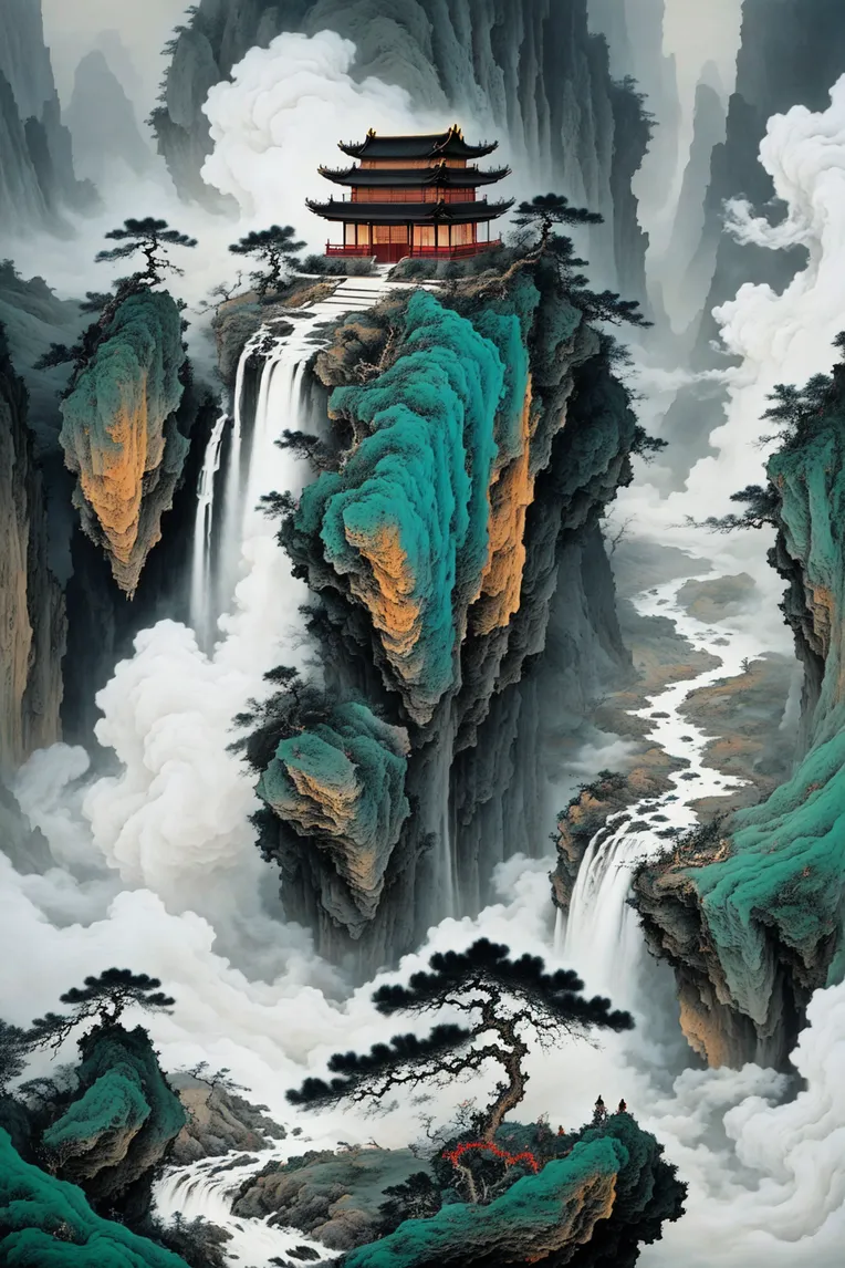 Chinese Style,Traditional Painting Media,Building,LoRA,SD 1.5