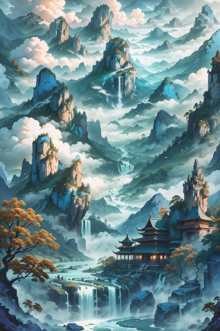 国风云雾山水-LoRA-白遇青-LiblibAI