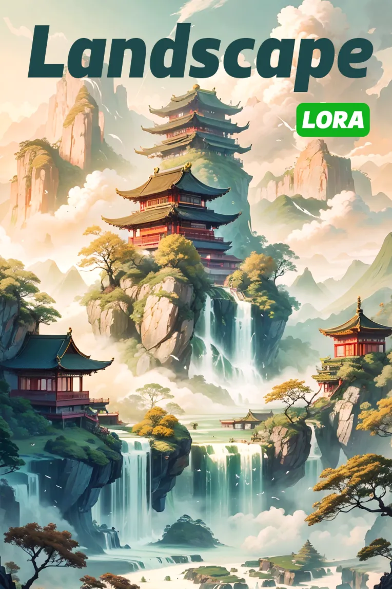 雲崖 山水圖 国风云雾山水-LoRA-白遇青-LiblibAI