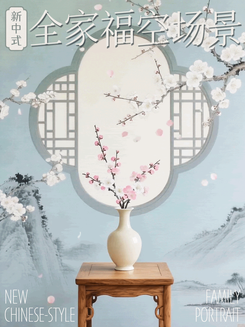 Qwen-Empty scene for New Chinese-style family portrait v1.0