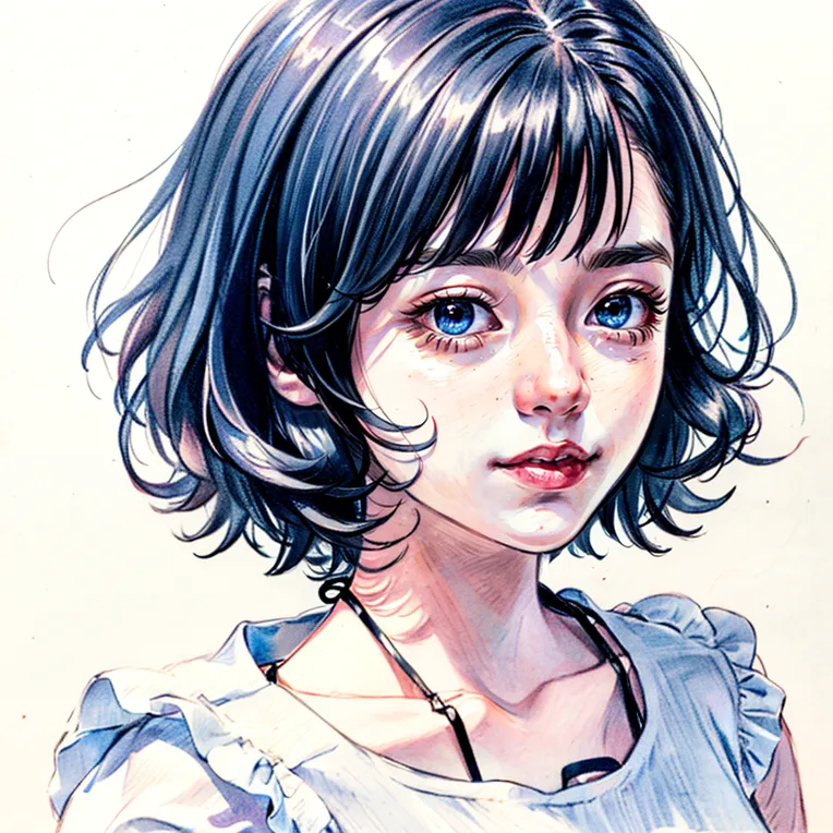 Hand-Drawn,Traditional Painting Media,Girl,LoRA,SD 1.5