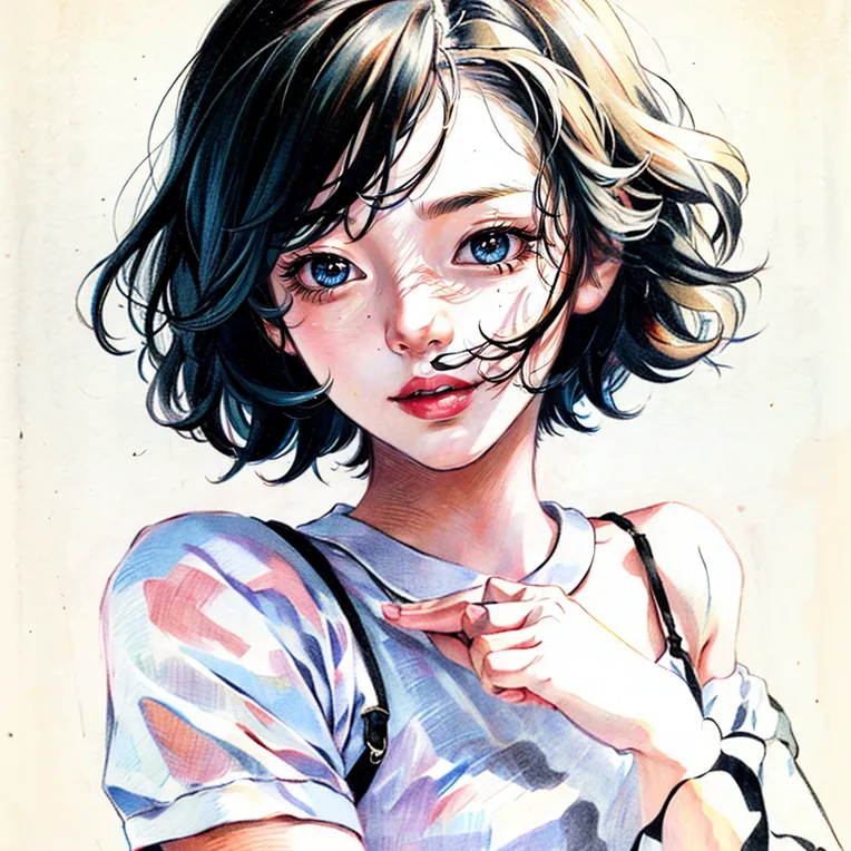 Hand-Drawn,Traditional Painting Media,Girl,LoRA,SD 1.5