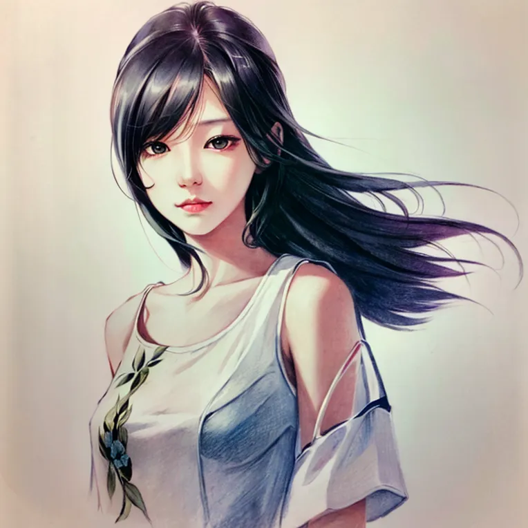 Hand-Drawn,Traditional Painting Media,Girl,LoRA,SD 1.5