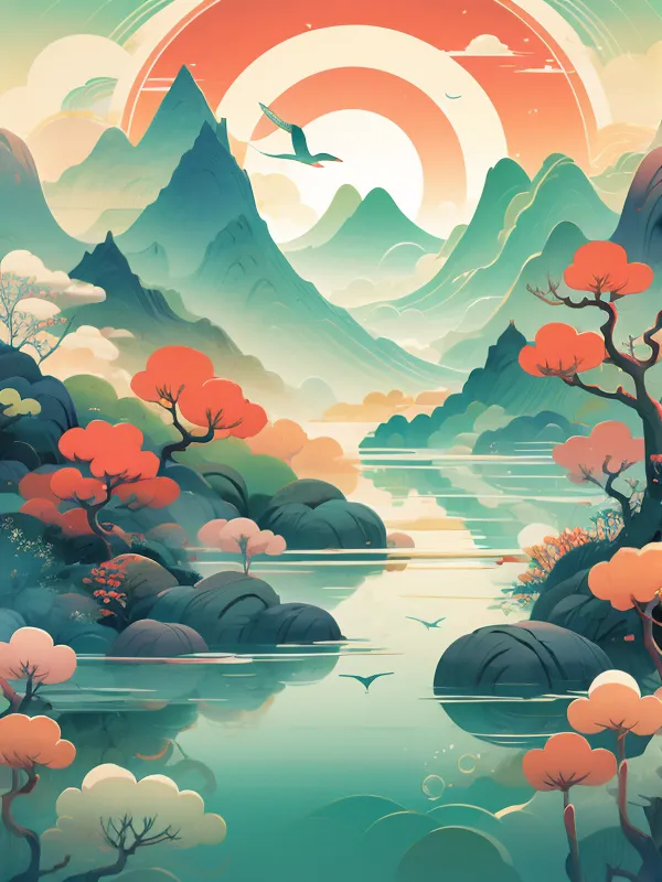 Flat,Chinese Style,Flat Illustration,LoRA,SD 1.5