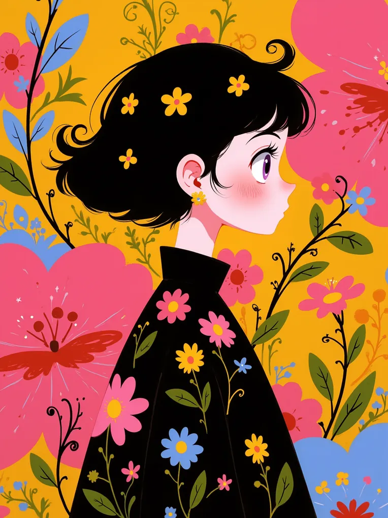Flat Illustration,Girl,Style Boost,LoRA,FLUX.1
