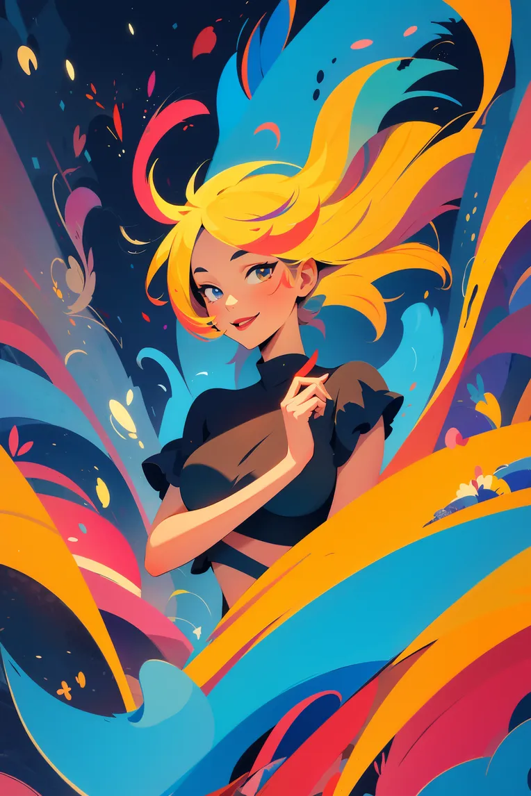 Flat,Flat Illustration,Girl,LoRA,SD 1.5