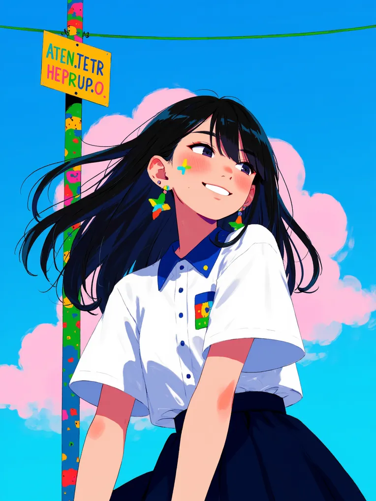 Flat Illustration,Girl,Style Boost,LoRA,FLUX.1