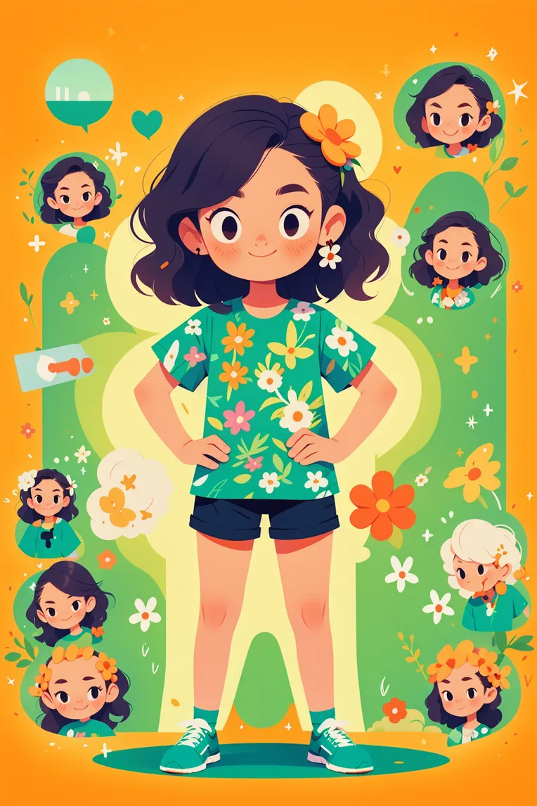 Flat,Flat Illustration,Girl,LoRA,SD 1.5