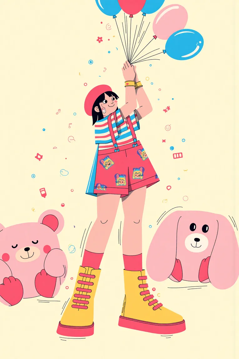 Flat Illustration,Girl,Style Boost,LoRA,FLUX.1