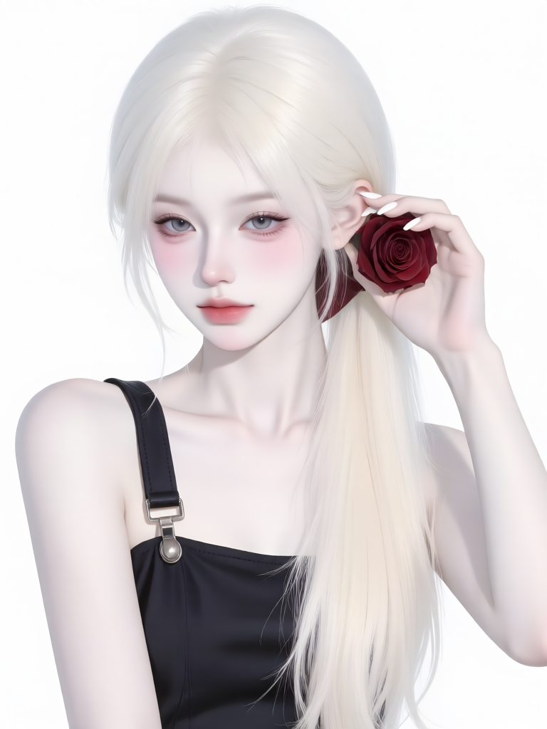 Qwen image - pretty girl portrait standing painting ts Qwen-image-漂亮女生头像立绘ts