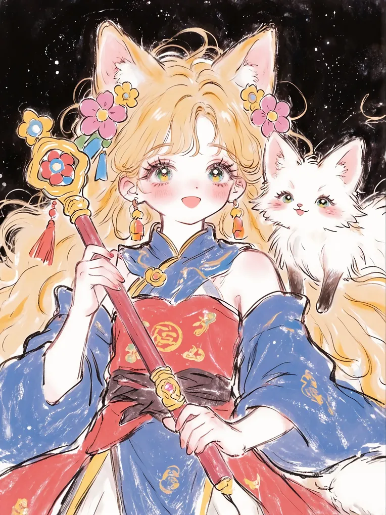 Traditional Painting Media,Girl,LoRA,