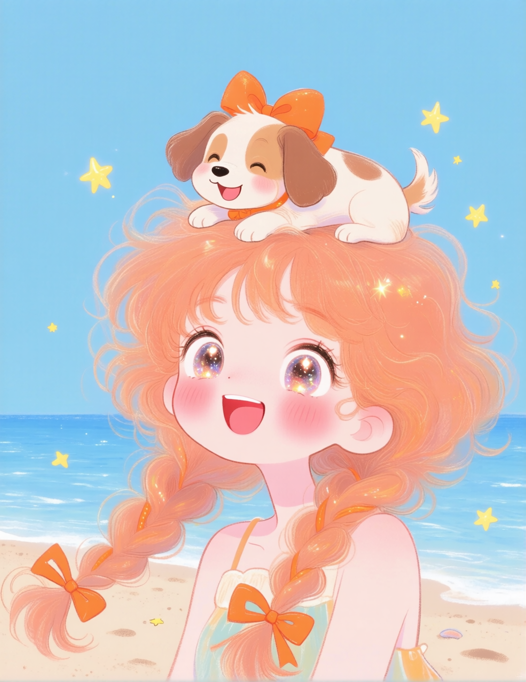 Qwen image - Starlight Koi Sweet Girl Hand drawn TS Qwen-image-星光锦鲤甜妹手绘ts