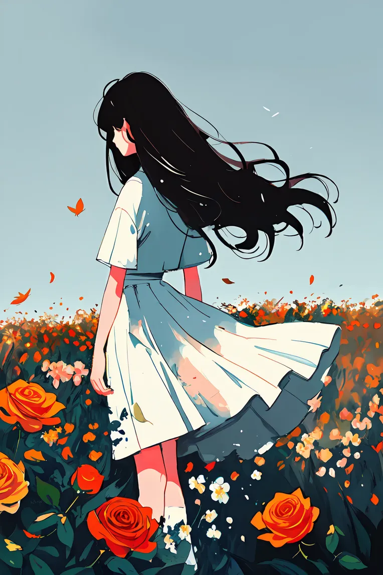 Hand-Drawn,Traditional Painting Media,Girl,Checkpoint,SD 1.5