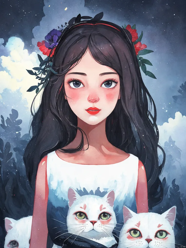 Hand-Drawn,Traditional Painting Media,Girl,LoRA,SD 1.5