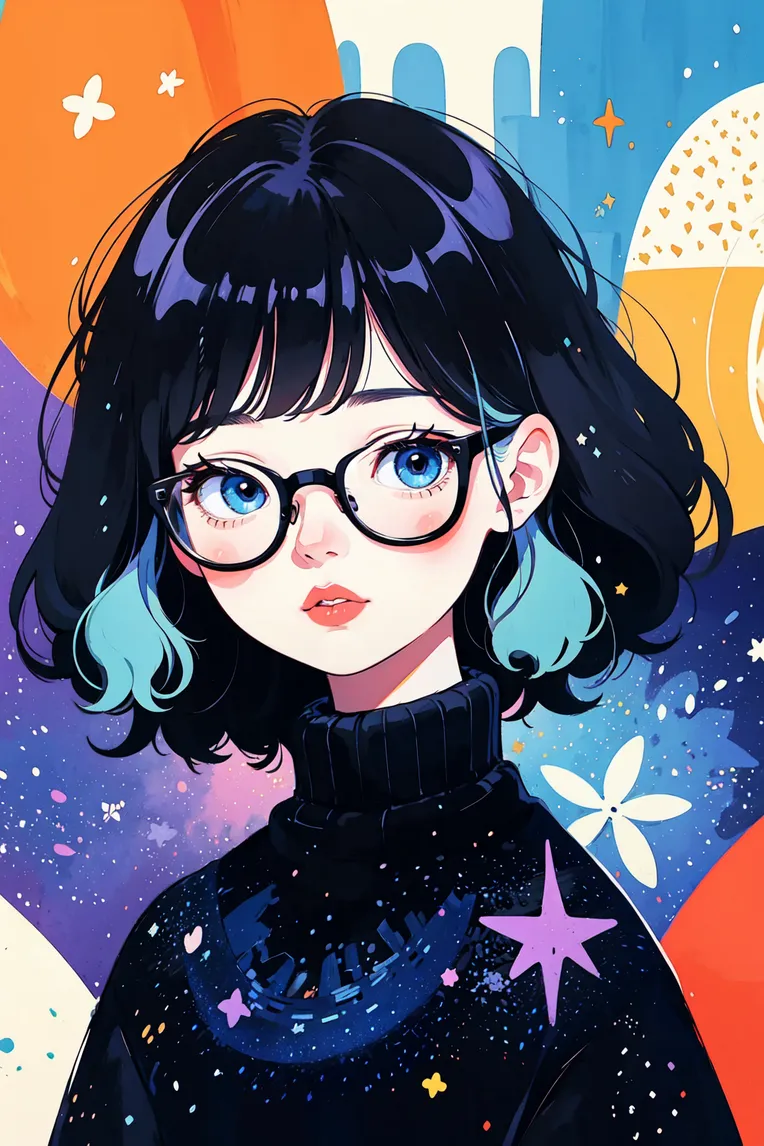 Hand-Drawn,Traditional Painting Media,Girl,Checkpoint,SD 1.5