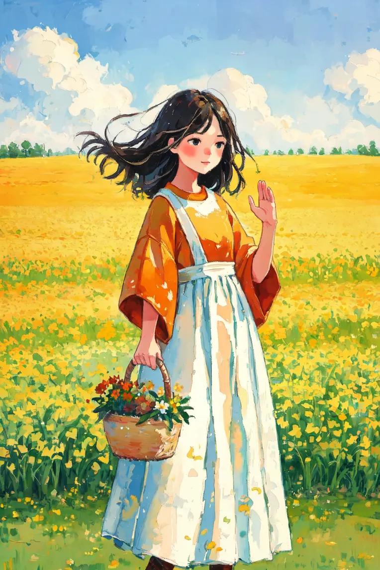 Hand-Drawn,Traditional Painting Media,Girl,Checkpoint,SD 1.5