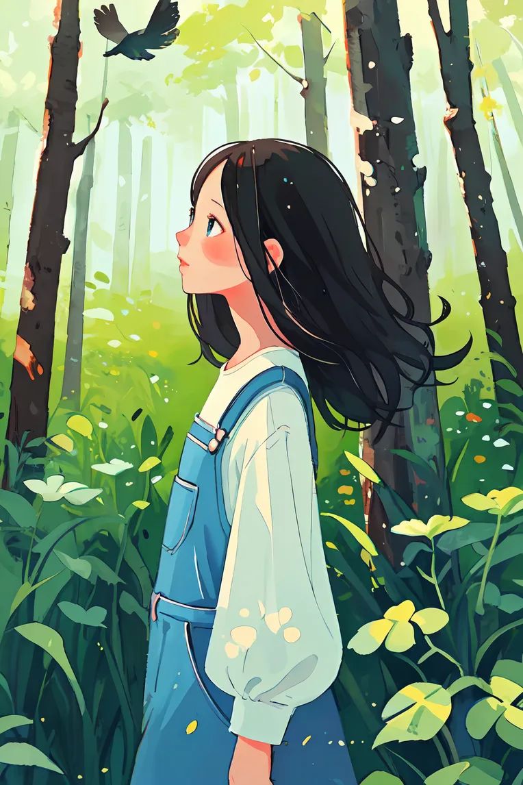 Hand-Drawn,Traditional Painting Media,Girl,Checkpoint,SD 1.5