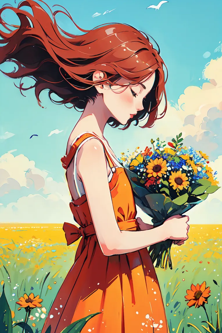 Hand-Drawn,Traditional Painting Media,Girl,Checkpoint,SD 1.5