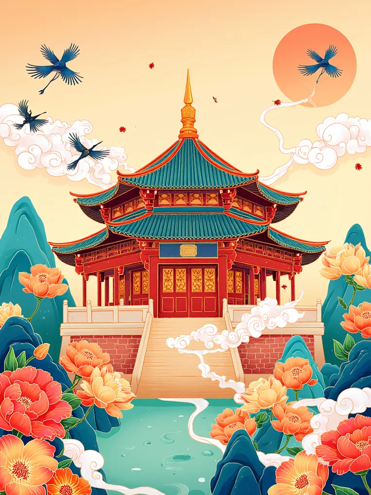 Illustration,Chinese Style,Building,LoRA,FLUX.1