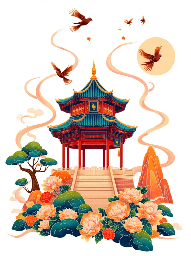 Illustration,Chinese Style,Building,LoRA,FLUX.1