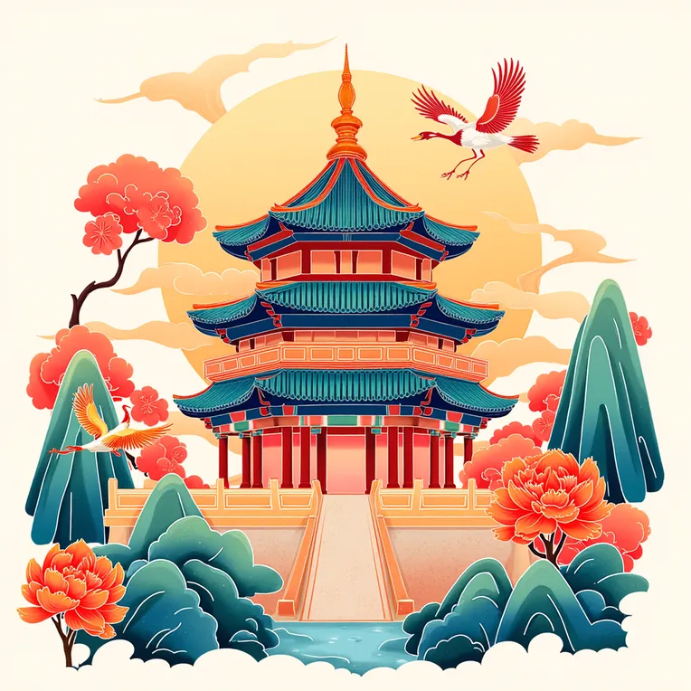 Illustration,Chinese Style,Building,LoRA,FLUX.1