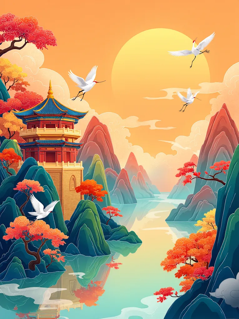 Illustration,Chinese Style,Building,LoRA,FLUX.1