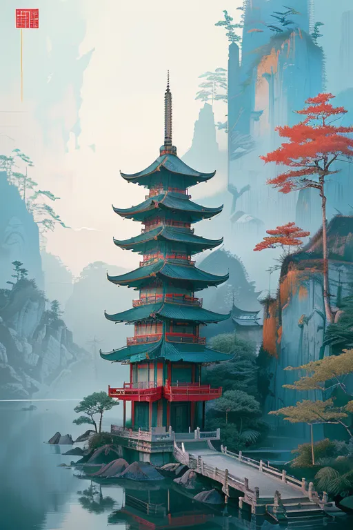 Chinese Style,Traditional Painting Media,Building,LoRA,SD 1.5