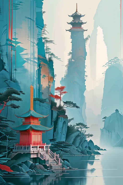 Chinese Style,Traditional Painting Media,Building,LoRA,SD 1.5