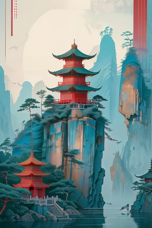 Chinese Style,Traditional Painting Media,Building,LoRA,SD 1.5