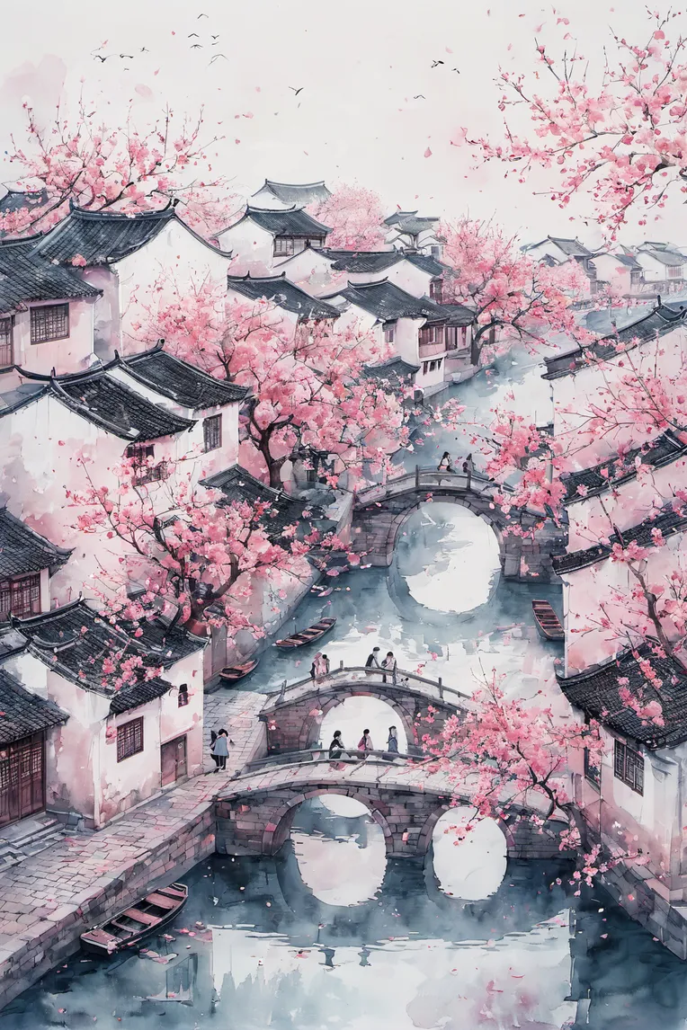 Chinese Style,Traditional Painting Media,Building,LoRA,SDXL