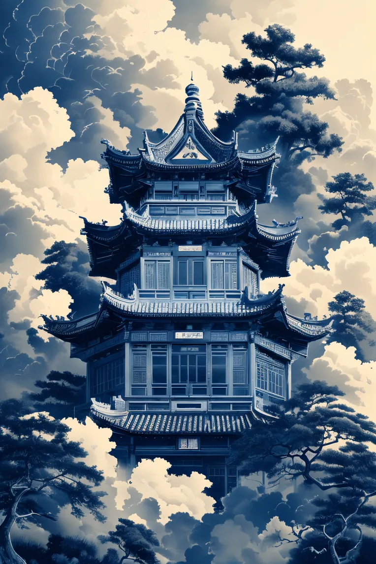 Chinese Style,Traditional Painting Media,Building,LoRA,SD 1.5
