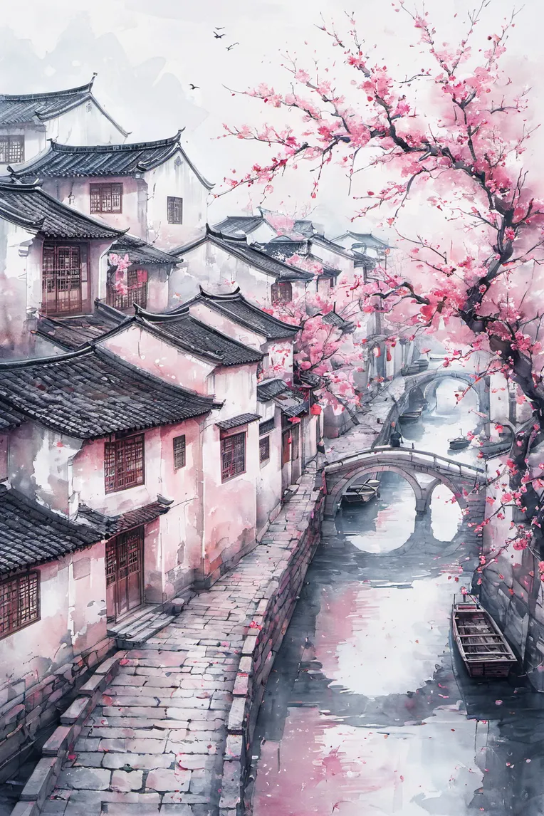 Chinese Style,Traditional Painting Media,Building,LoRA,SDXL