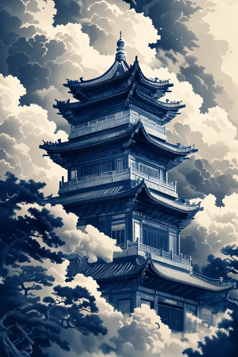Chinese Style,Traditional Painting Media,Building,LoRA,SD 1.5