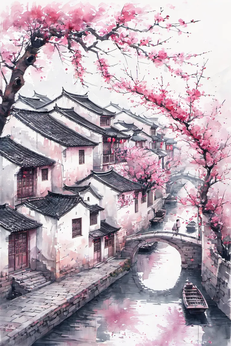 Chinese Style,Traditional Painting Media,Building,LoRA,SDXL