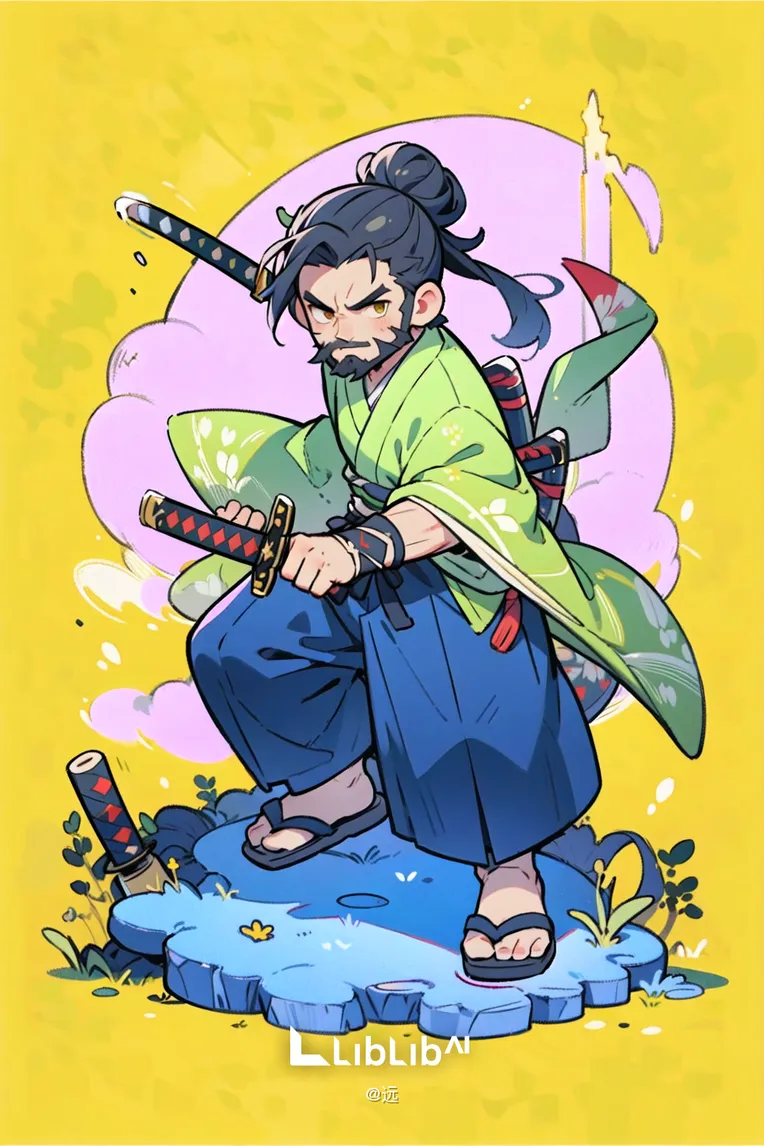 AI绘画-niji武士-远-AI绘图-LiblibAI