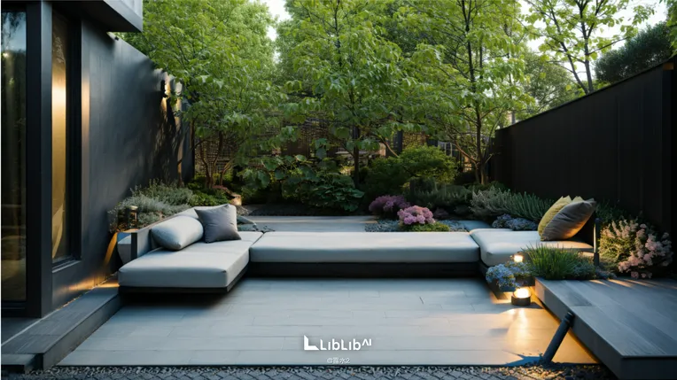 AI绘画-现代庭院-冰醋酸/Modern Courtyard-露水2-AI绘图-LiblibAI