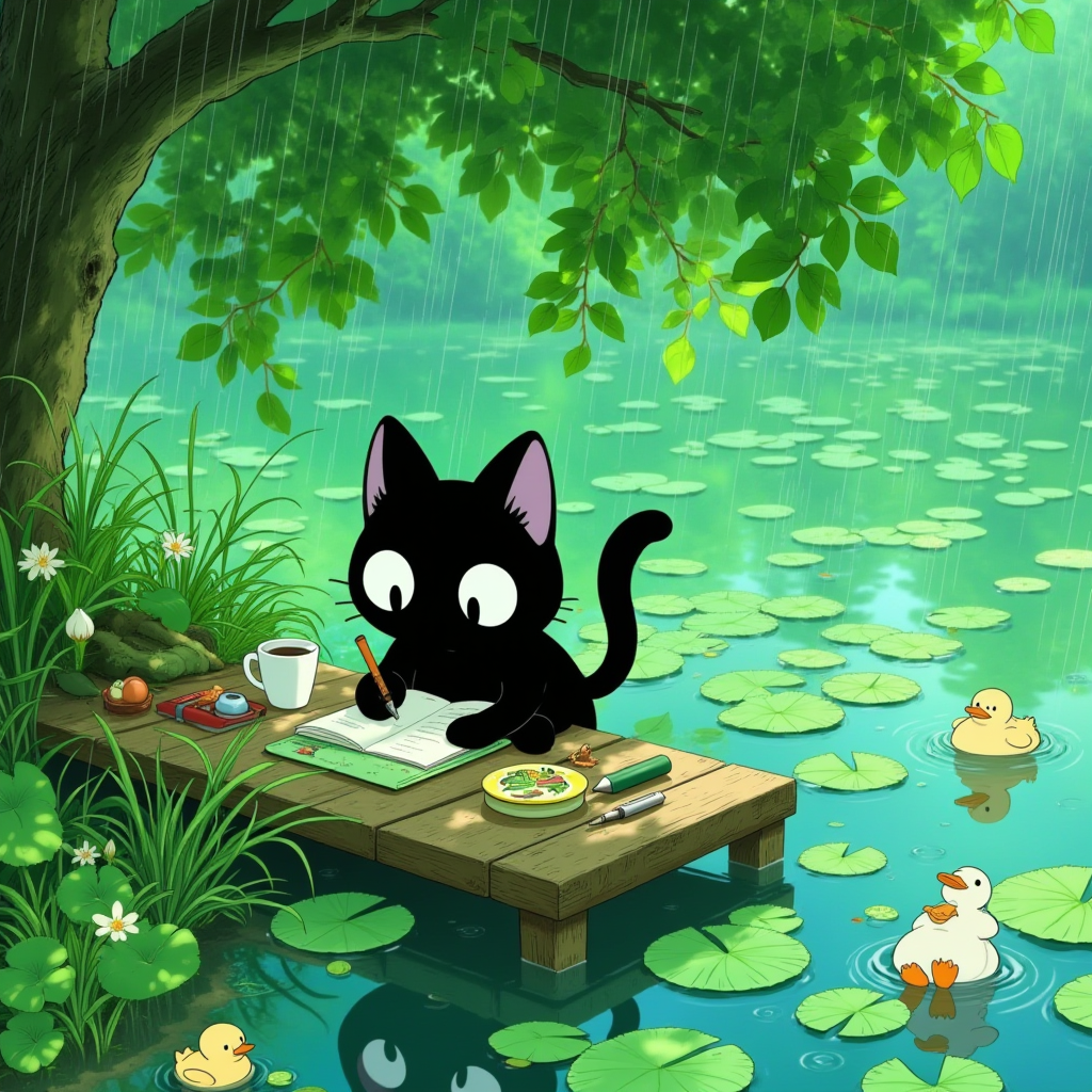 Black Cat Lofi Ghibli Lofi Cat 