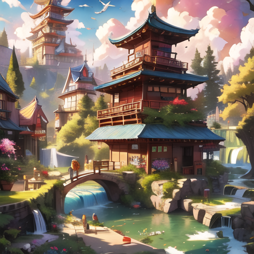 AI绘画-3d中国风古建筑山景插画-ai老头-AI绘图-LiblibAI
