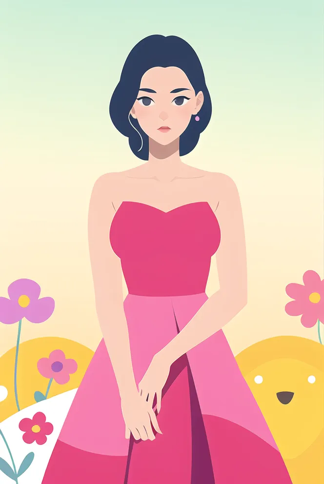 Flat,Flat Illustration,Girl,Checkpoint,SD 1.5