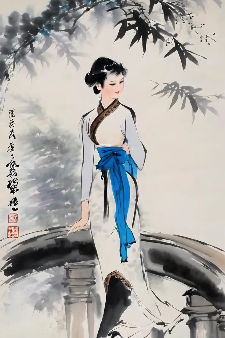 Chinese Style,Traditional Painting Media,Girl,LoRA,SDXL