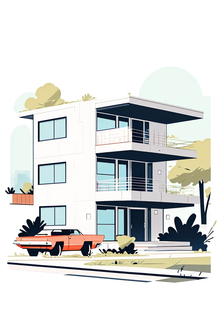 Flat,Flat Illustration,Building,LoRA,SD 1.5