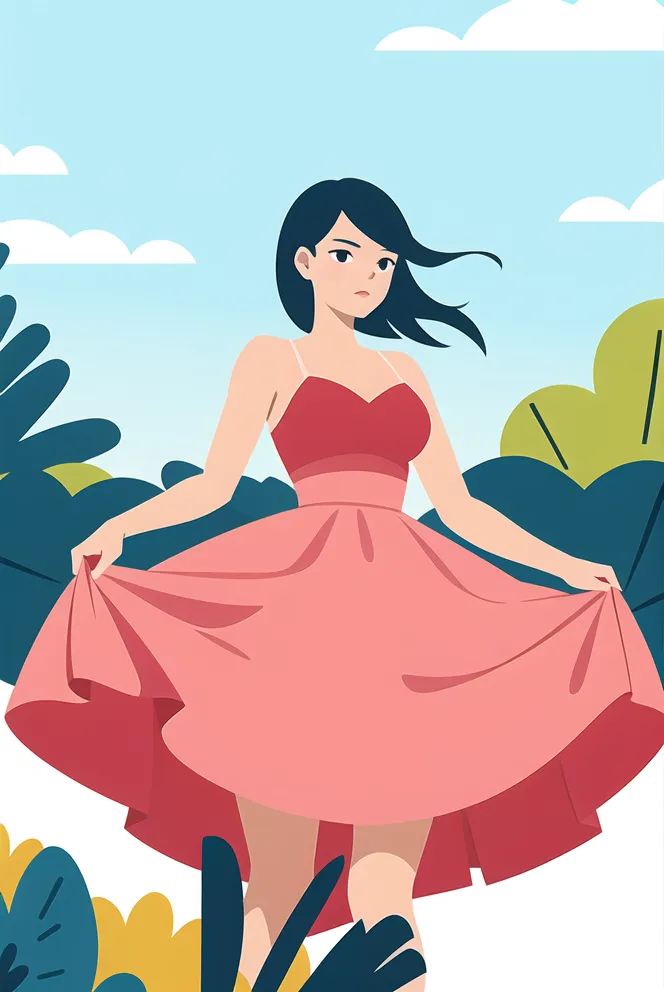 Flat,Flat Illustration,Girl,Checkpoint,SD 1.5