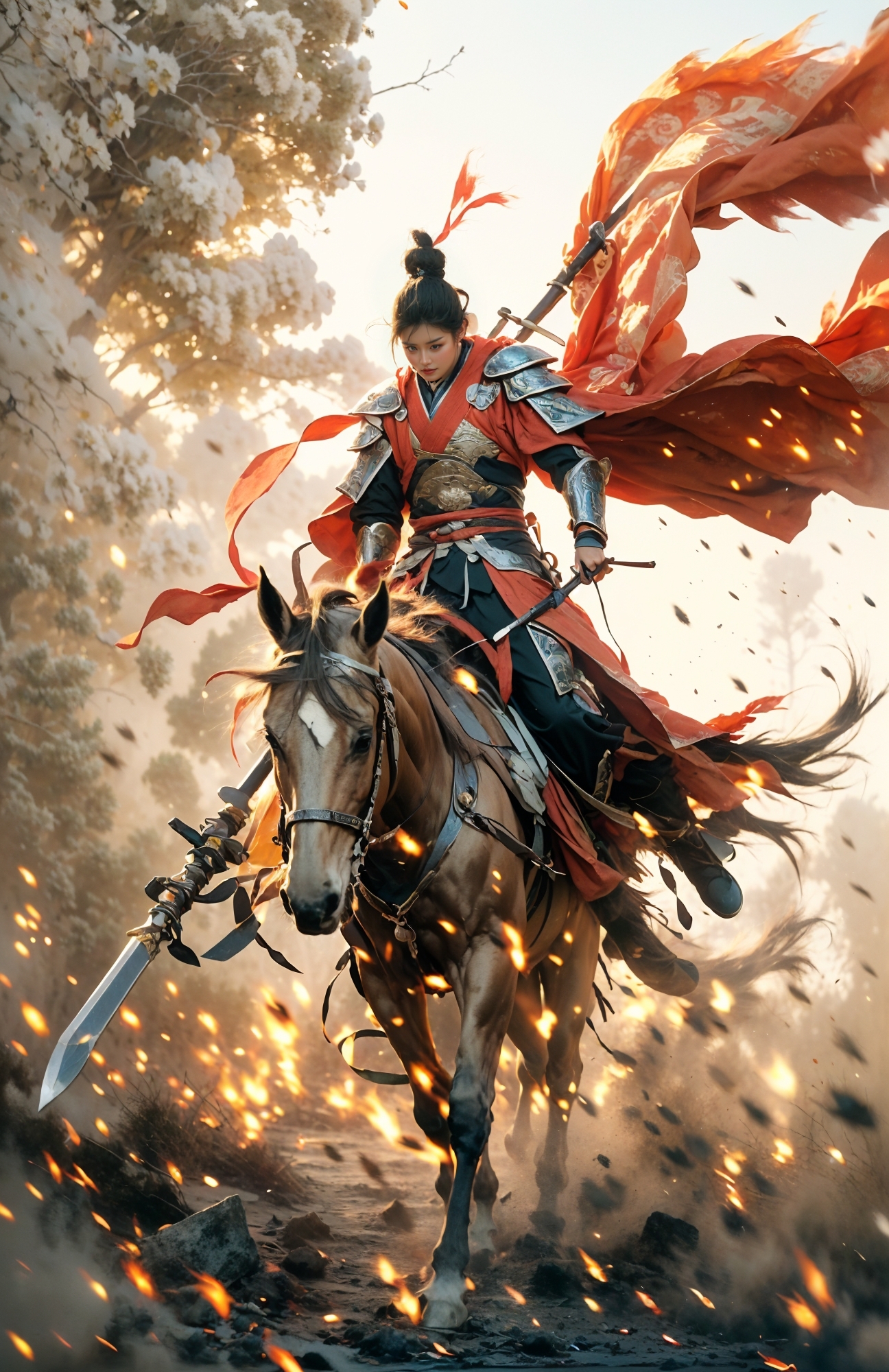 Xu Er - riding a horse without a saddle