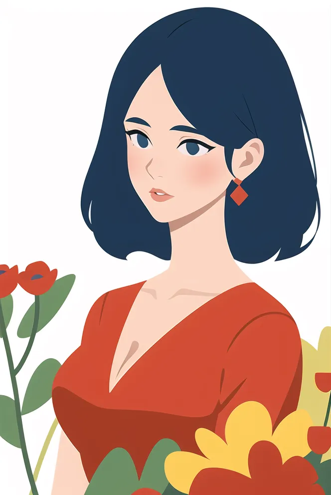 Flat,Flat Illustration,Girl,Checkpoint,SD 1.5