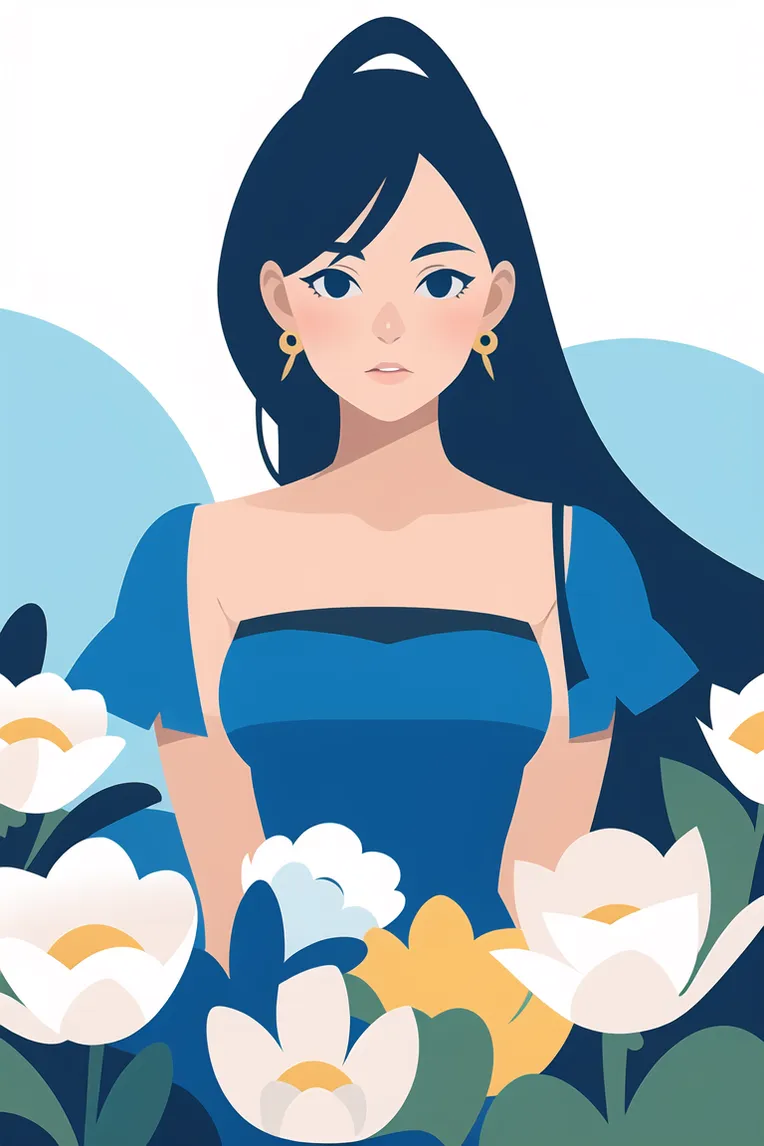 Flat,Flat Illustration,Girl,Checkpoint,SD 1.5