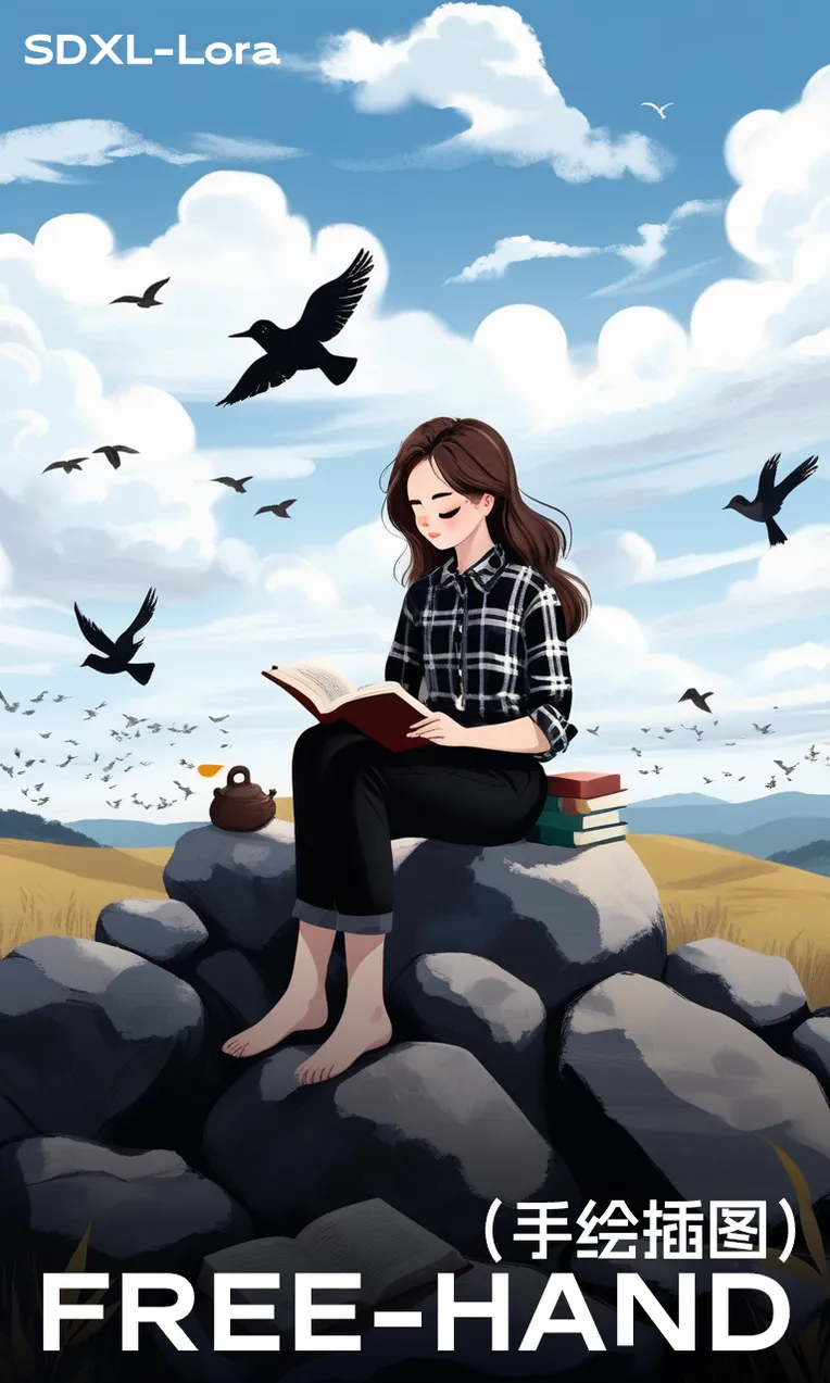 Hand-Drawn,Traditional Painting Media,Girl,LoRA,SDXL